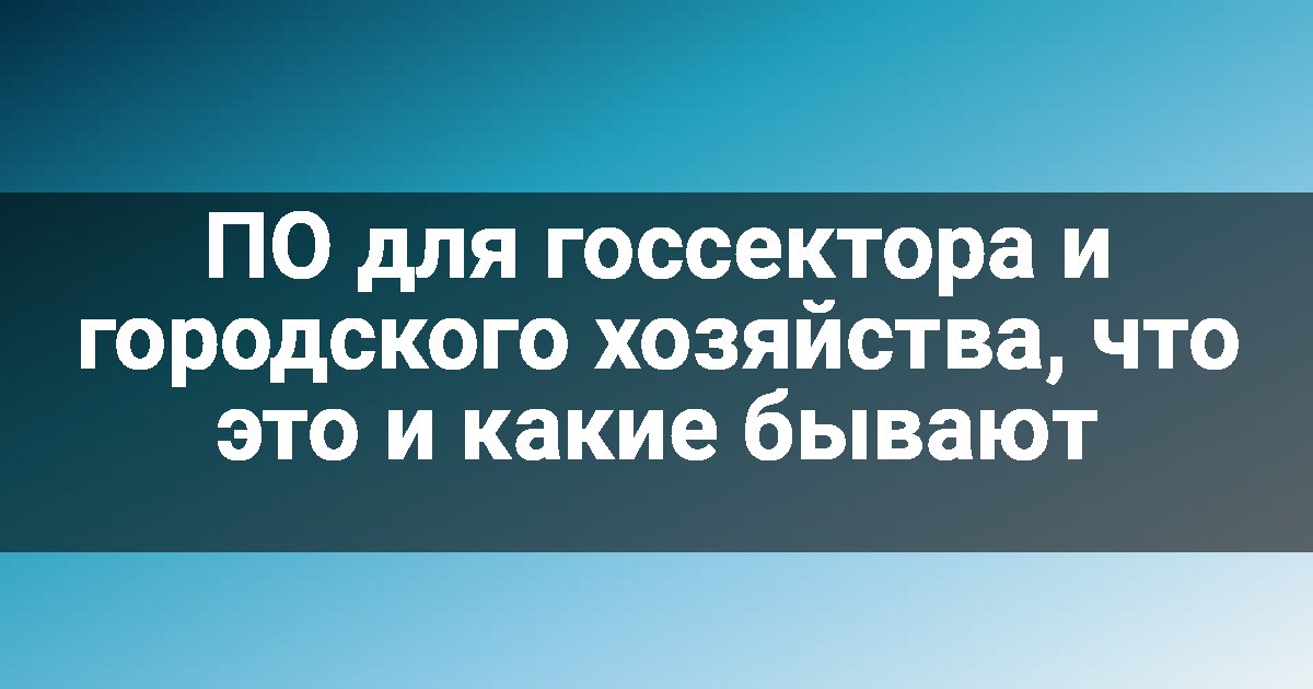 ПО для госсектора и городского хозяйства, что это и какие бывают